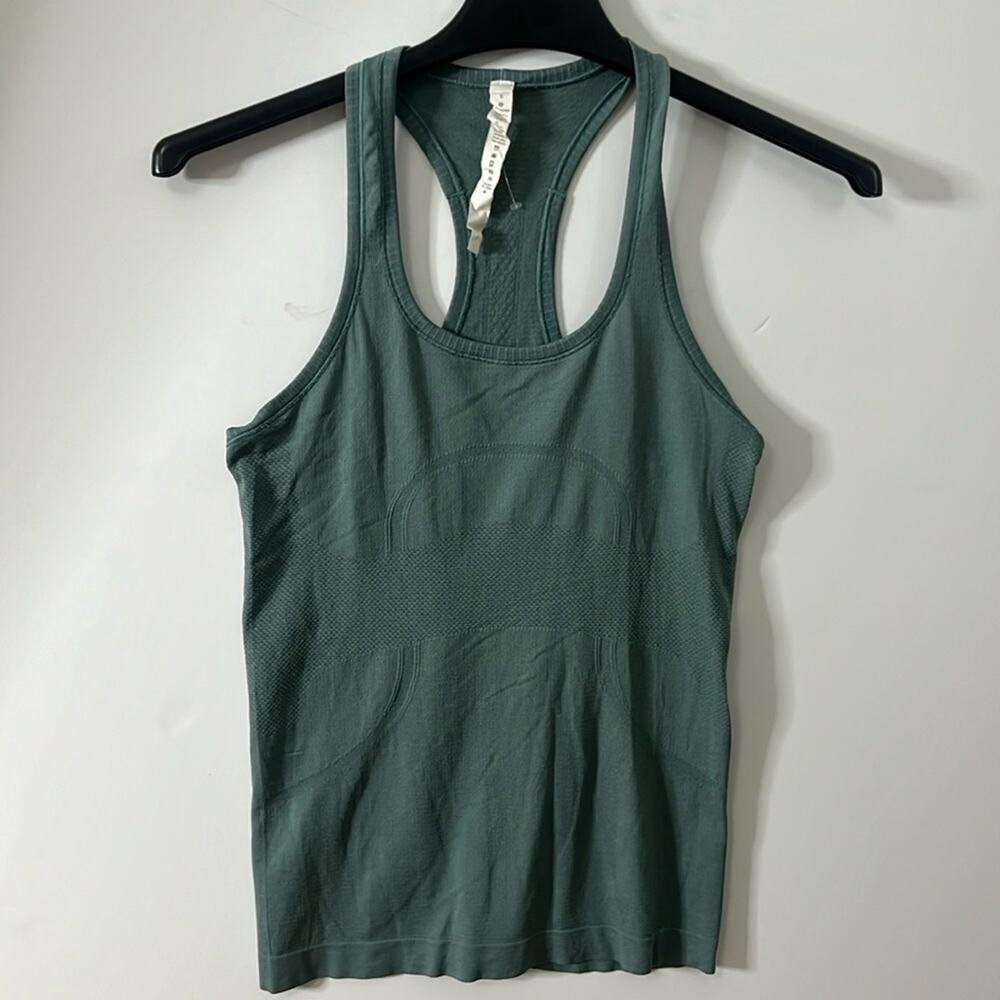 LULULEMON + PELOTON JUNGLE GREEN SWIFTLY RACERBACK TANK SIZE 6